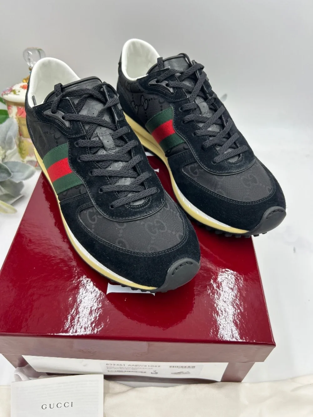Men’s Gucci Re-Motion GG Canvas and Suede Sneakers.  Size 9, fits 10 US.